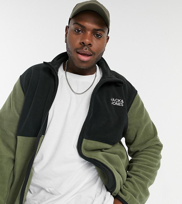 Jack & Jones Original Fleece With Zip In Khaki-green