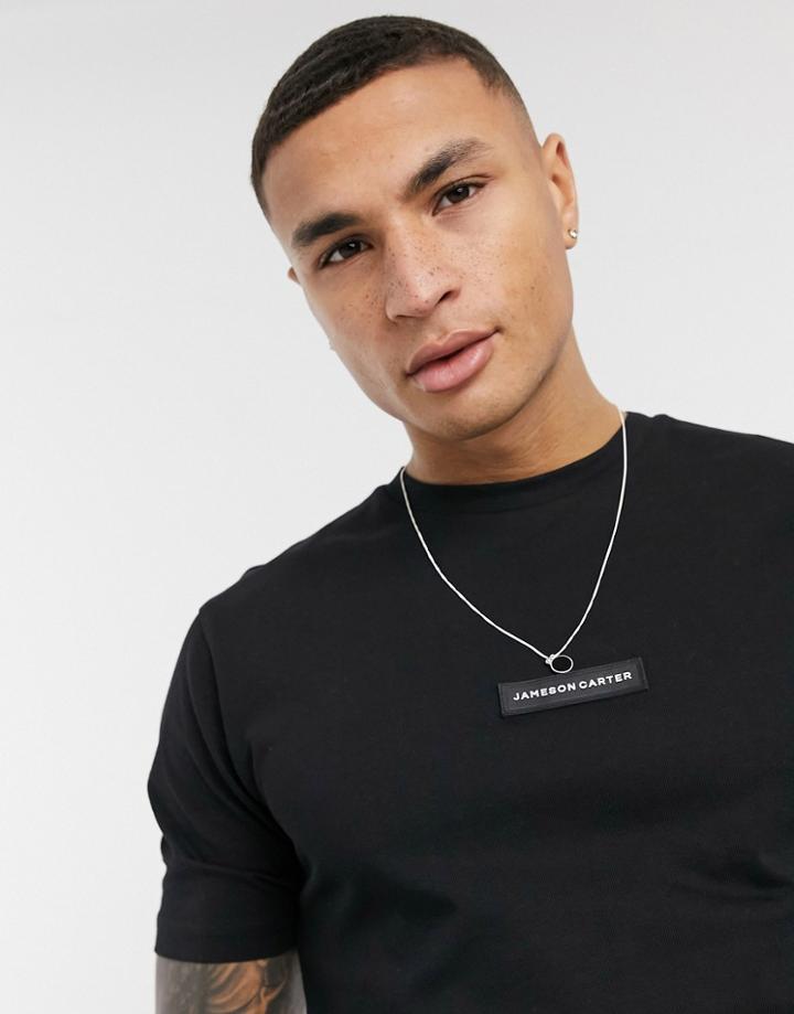 Jameson Carter Matt Leather Patch T-shirt In Black