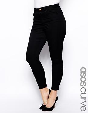 Asos Curve Ridley Ankle Grazer Jeans In Clean Black - Black