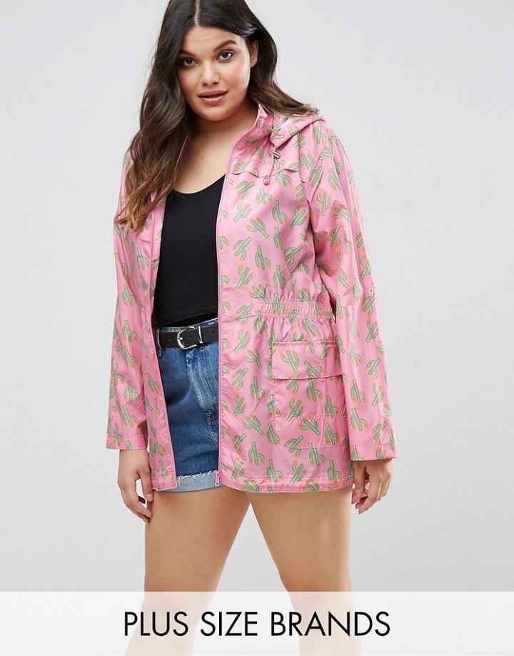 Brave Soul Plus Cactus Trench - Pink