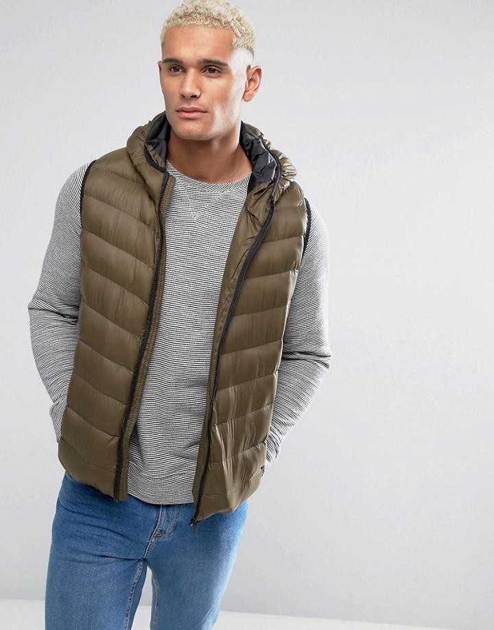 Brave Soul Padded Layering Vest Jacket - Green