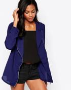 Goldie Jalouse Blouse With Front Zip - Blue