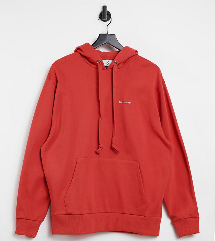 Collusion Unisex Hoodie In Bright Red