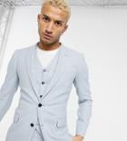 Asos Design Wedding Super Skinny Wool Mix Suit Jacket In Denim Blue Twill-blues