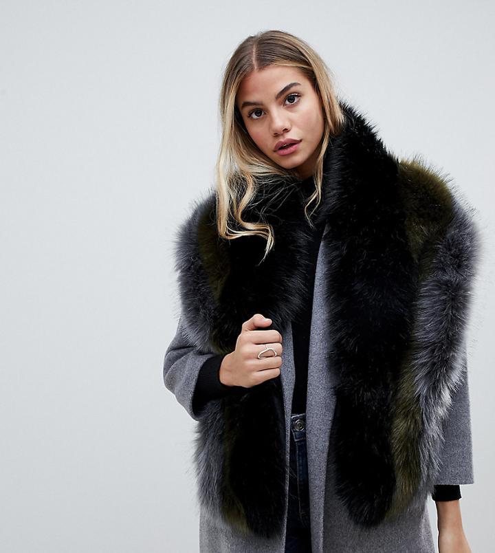 My Accessories Faux Fur Striped Scarf - Multi