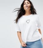 Asos Curve T-shirt With Arrow Heart Print - White