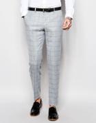 Asos Skinny Suit Pants In Light Blue Check - Blue