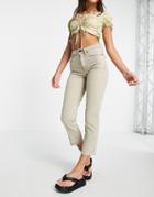 Topshop Straight Jeans In Sand-neutral