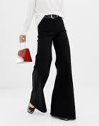 Mango Wide Leg Jeans In Black - Black