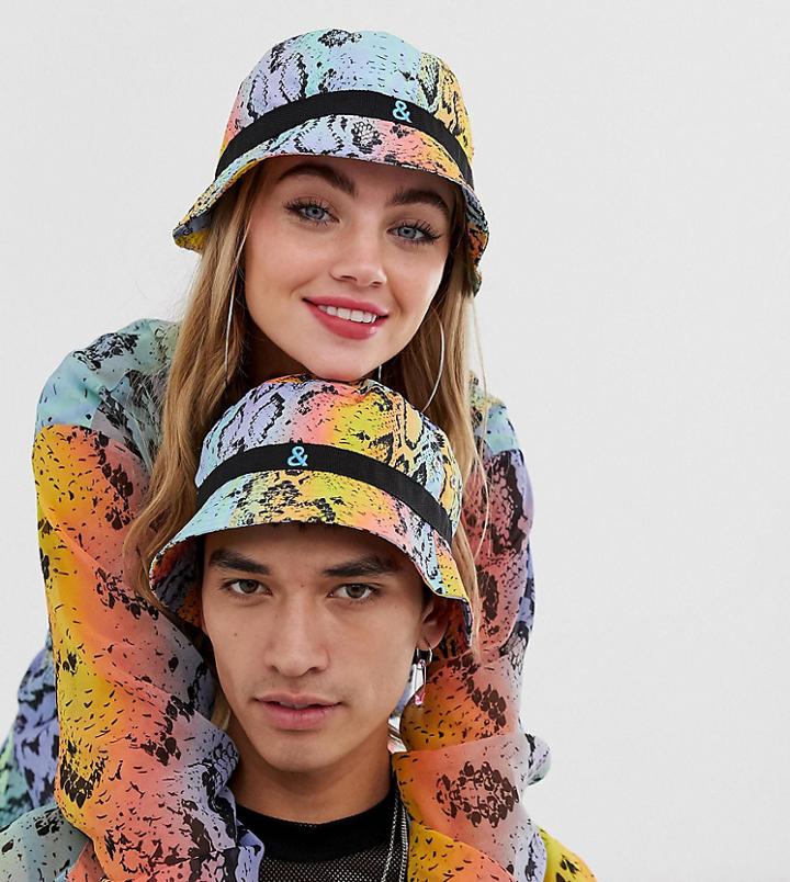 Asos Design X Glaad & Unisex Python Print Bucket Hat - Purple
