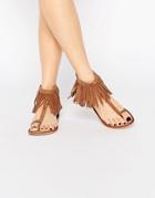 Vero Moda Fringe Detail Sandal - Tan