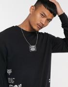The Couture Club Premium Sweatshirt With Multi Logo Badge In Black
