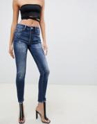 Miss Sixty Erica Push Up Cropped Skinny Jean With Distressing-blue