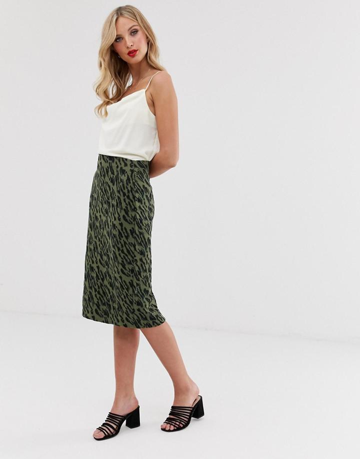 Vero Moda Leopard Print Midi Skirt