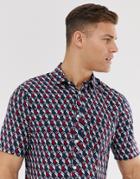 Selected Homme Short Sleeve Printed Shirt In Viscose - Red