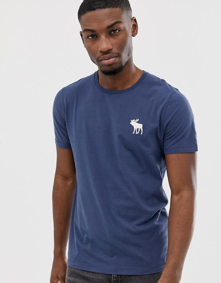 Abercrombie & Fitch Exploded Icon Logo Crew Neck T-shirt In Indigo-navy