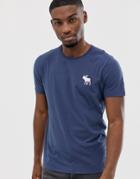 Abercrombie & Fitch Exploded Icon Logo Crew Neck T-shirt In Indigo-navy