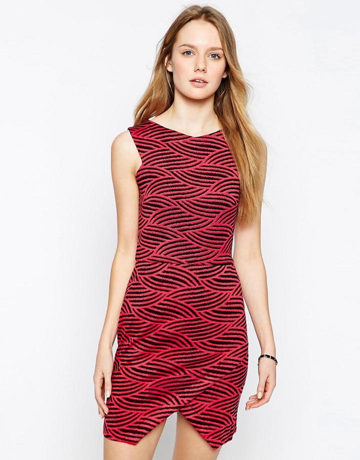 Liquorish Patterned Wrap Dress - Red