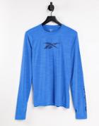 Reebok Training Graphic Long Sleeve Top In Horizon Blue-blues