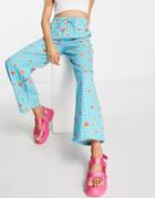 Native Youth Relaxed Pants In Strawberry Picnic Print - Part Of A Set-blue