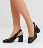 Simply Be Extra Wide Fit Sling Back Square Toe Block Heel In Black-multi