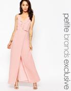 Jarlo Petite Soft Plunge Neck Wrap Strappy Maxi Dress - Pink