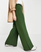 Extro & Vert Wide Leg Jersey Pants In Dark Green - Part Of A Set