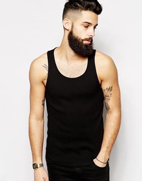 Asos Muscle Fit Rib Tank - Black