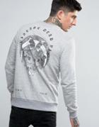 Dead Vintage Back Print Sweater In Butterfly Print - Gray