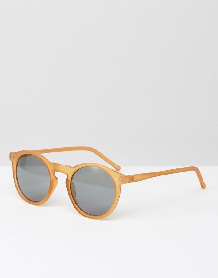 Asos Round Sunglasses In Camel - Tan