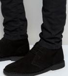 Asos Design Wide Fit Desert Boots In Black Suede - Black