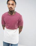 Asos T-shirt In Relaxed Fit With Dip Dye - Red