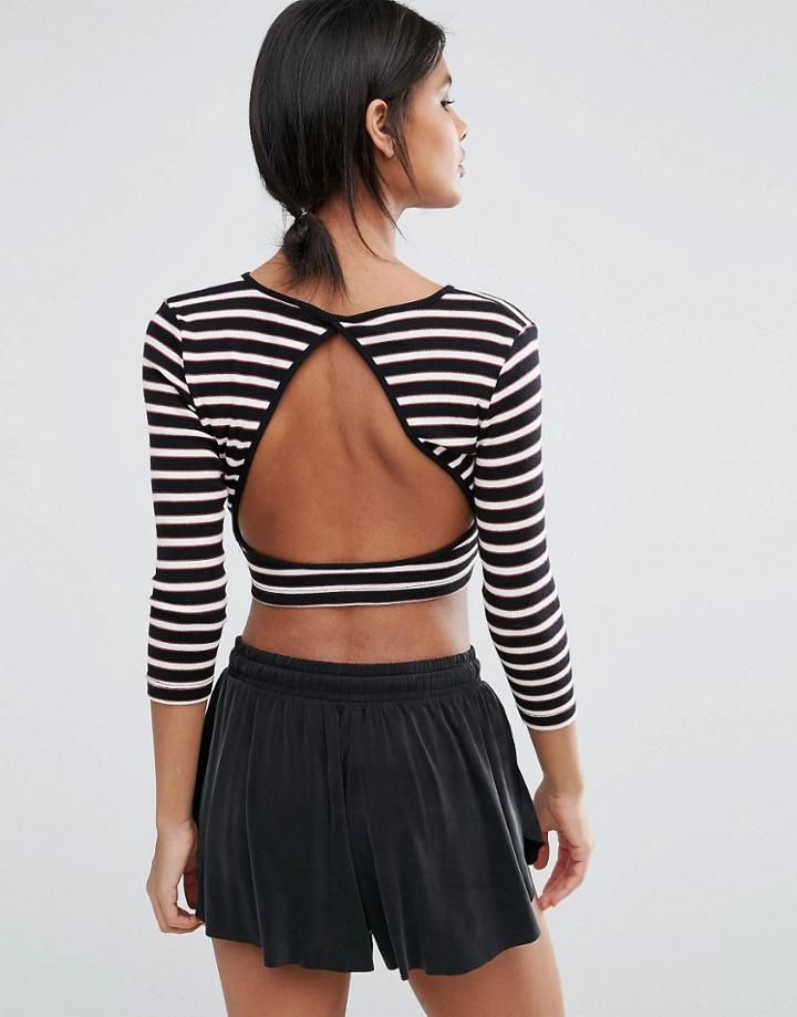 Y.a.s Lounge Stripe Sweat Crop Top Co-ord - Multi