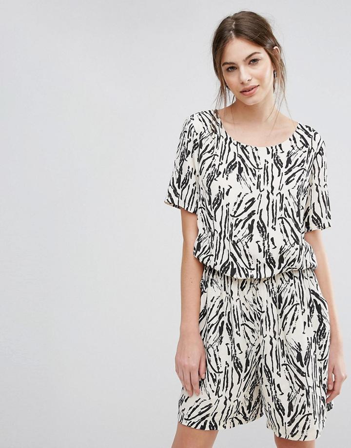 Selected Printed Maxi Romper - Black