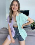 Pull & Bear Sleeveless Shirt In Lilac And Green - Part Of A Set-multi