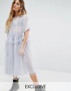 Reclaimed Vintage Oversized Tulle Dress With Ruffles - Gray