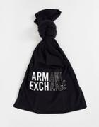 Armani Exchange Large Logo Scarf In Black