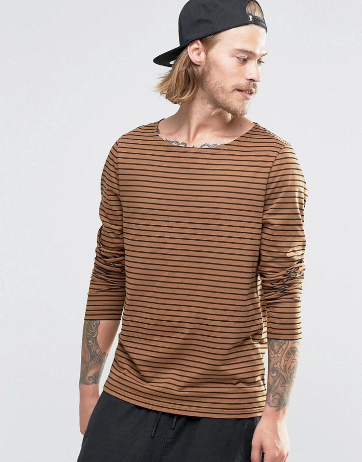 Asos Stripe Long Sleeve T-shirt - Red