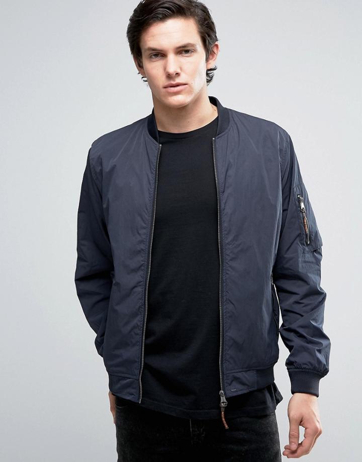 Jack & Jones Vintage Bomber Jacket With Ma-1 Pocket - Navy