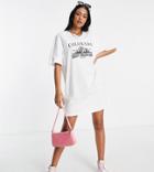 Missguided Tall Colorado Motif T-shirt Dress In White