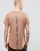 Sixth June T-shirt With Zip Back - Stone