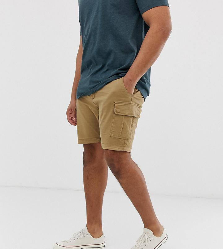 Brave Soul Slim Fit Cargo Shorts In Stone