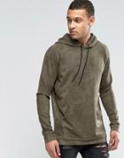 Religion Faux Suede Hoodie - Green