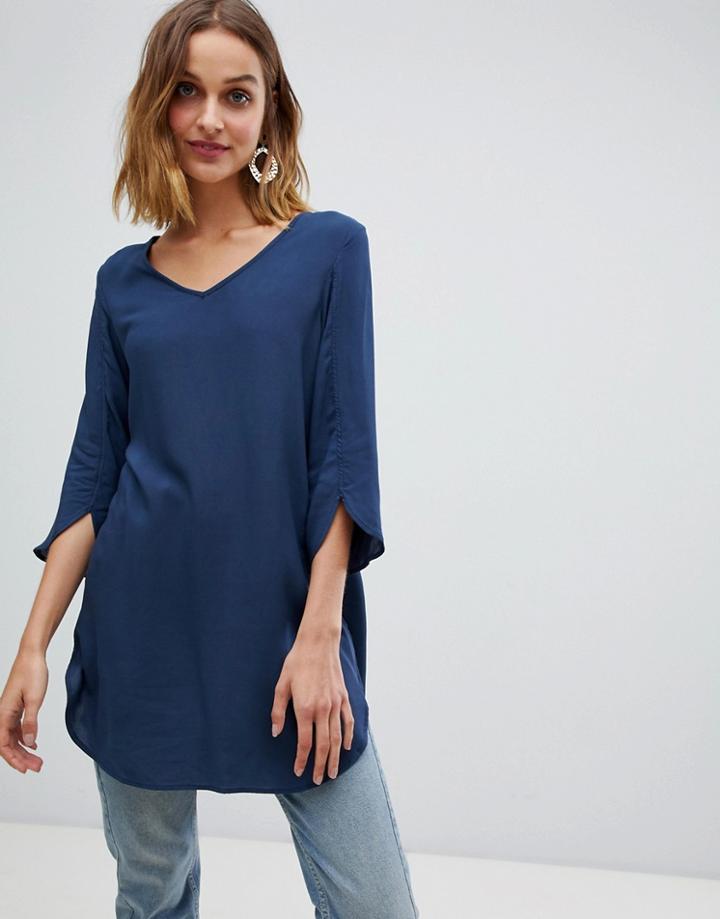 Vero Moda Tunic Dress With Sleeve Detail - Black