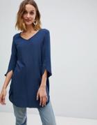 Vero Moda Tunic Dress With Sleeve Detail - Black