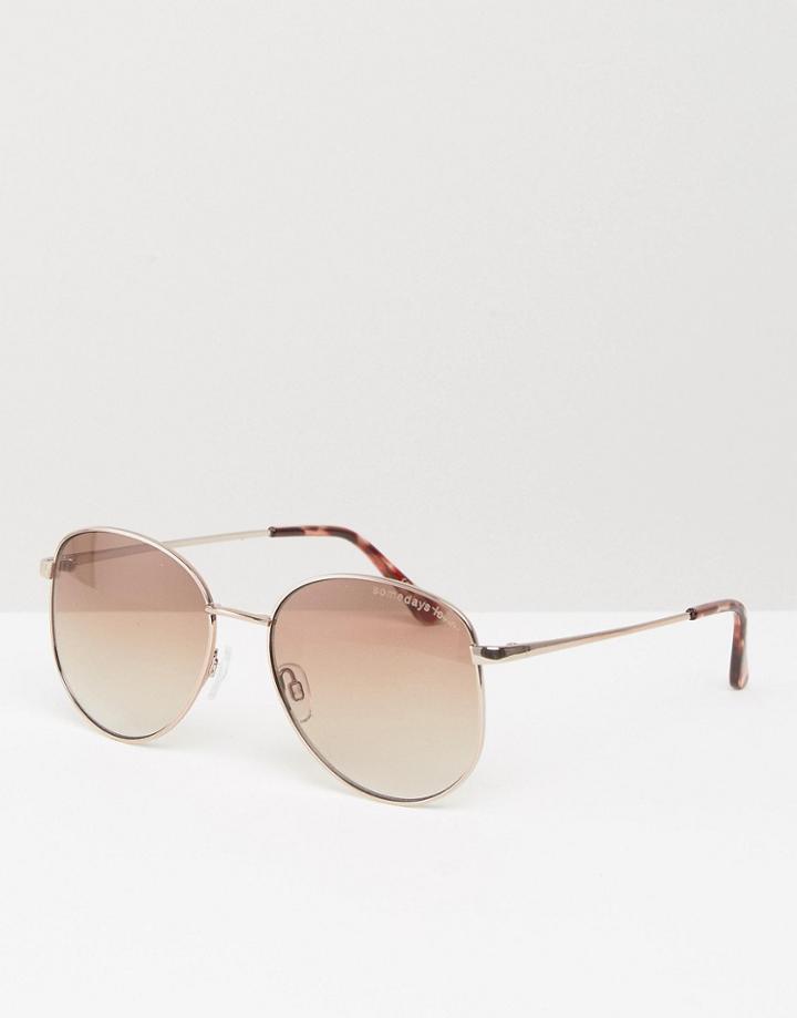 Somedays Lovin Round Aviator Style Sunglasses - Brown