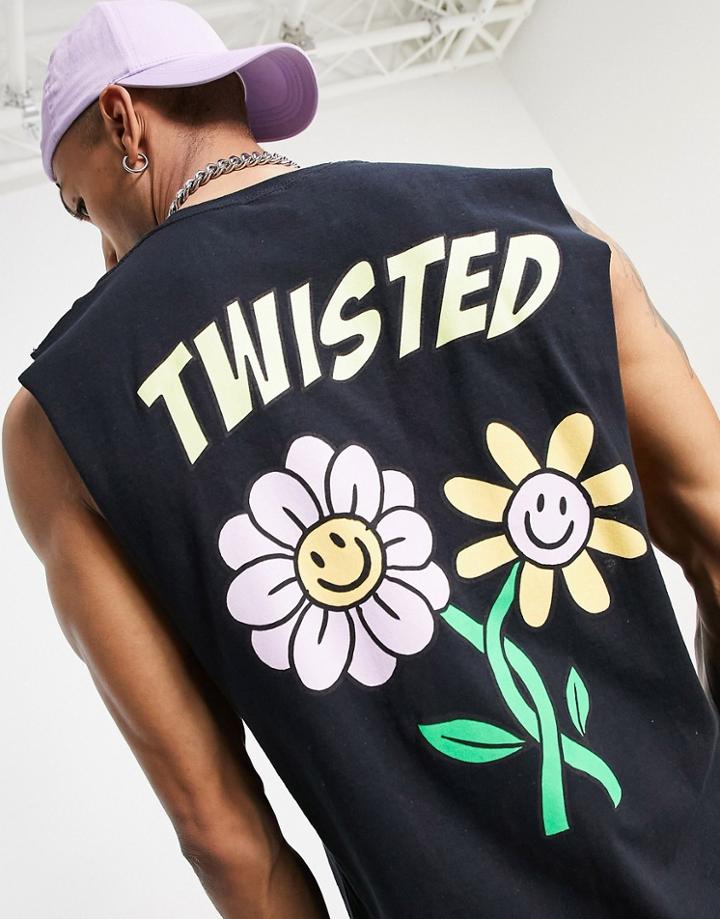 New Love Club Twisted Tank In Black