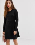 Pieces Wonder Long Sleeved Skater Dress-black