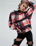 Jaded London X Granted Snuggle Hoodie In Check - Red