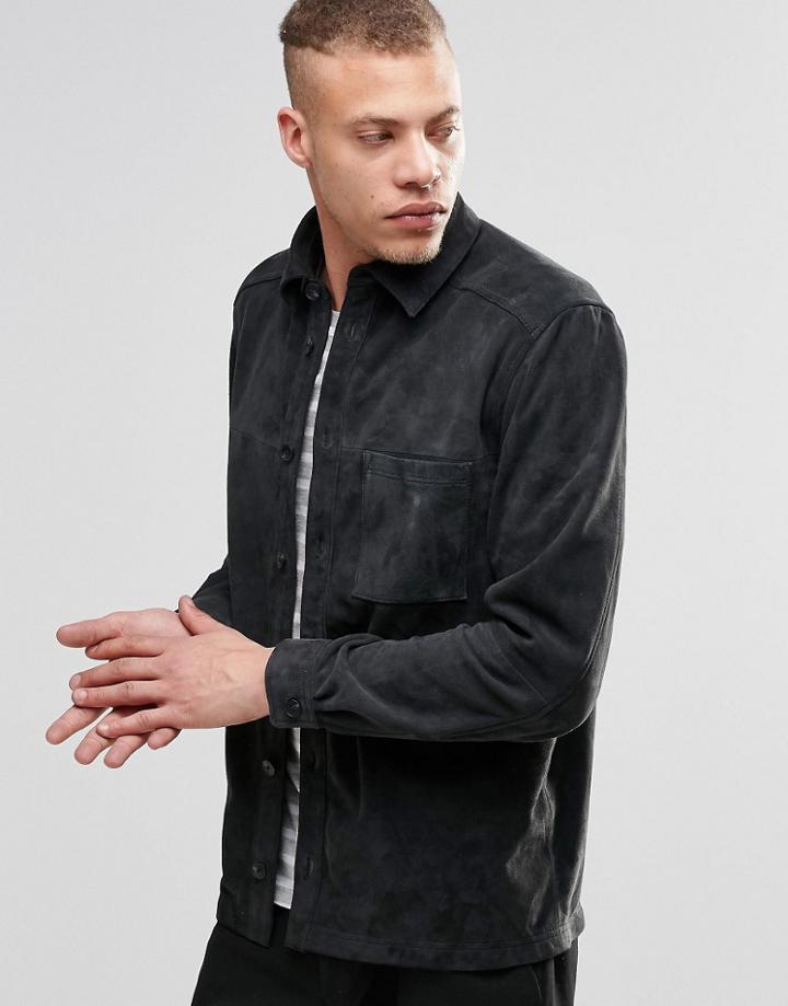 Weekday Mike Suede Shirt Jacket Dark Gray - Gray